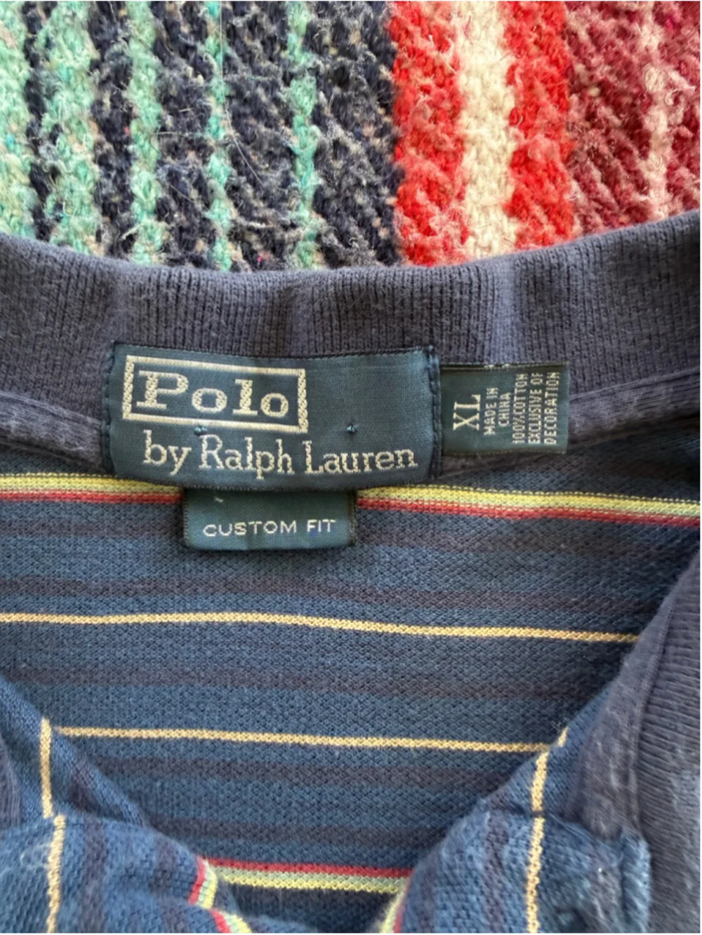 Vintage Polo Ralph Lauren Blue/Orange Stripe Polo Shirt XL
